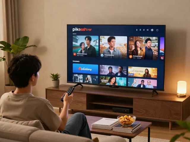 Youthful individual enjoying a pick show streaming session in a cozy living room.